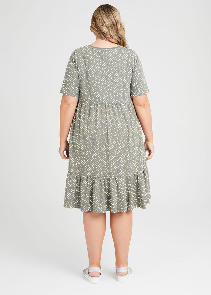 Organic Mini Spot Tiered Dress, , hi-res