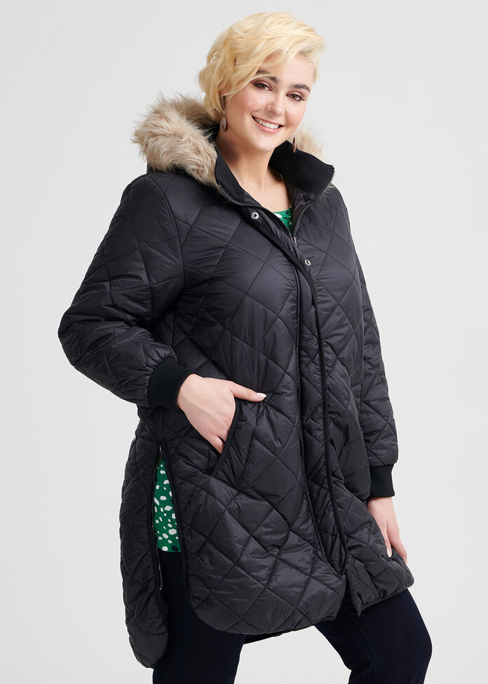 Quilted Hooded Jacket, , hi-res