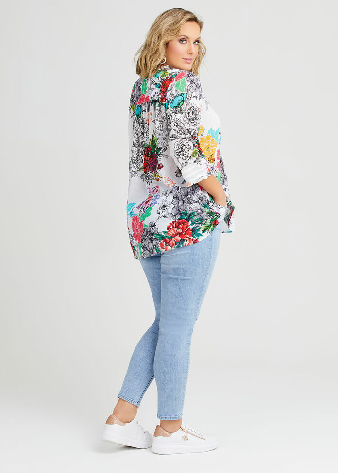 Cotton Floral Top, , hi-res