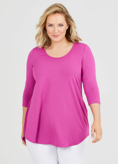 Plus Size Bamboo Base 3/4 Sleeve Top