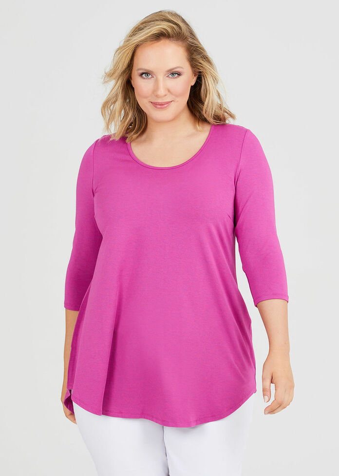 Bamboo Base 3/4 Sleeve Top, , hi-res