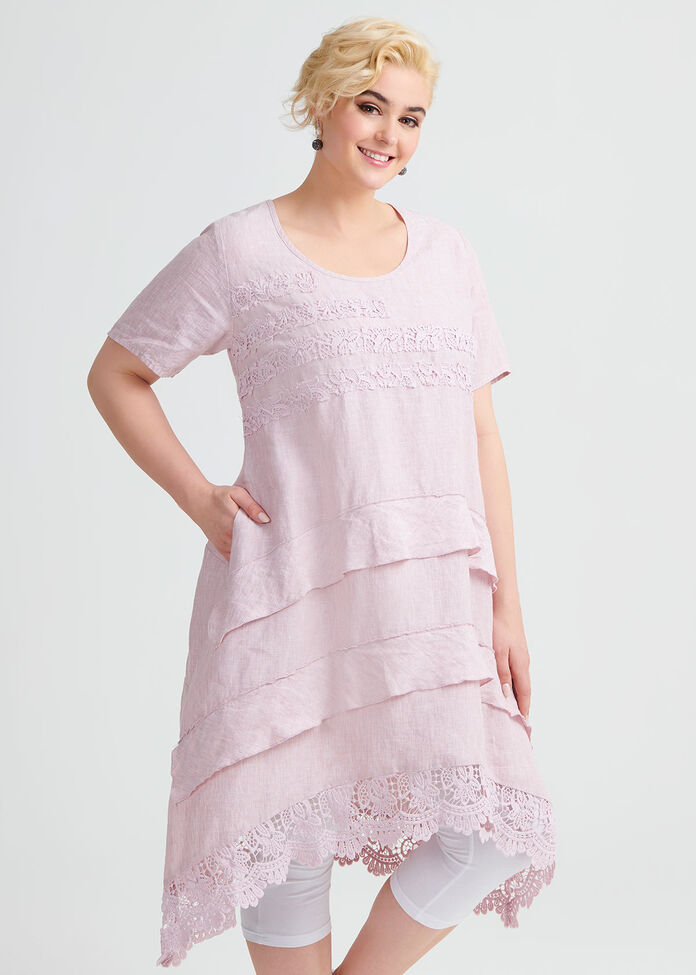 Linen Lace Dress, , hi-res