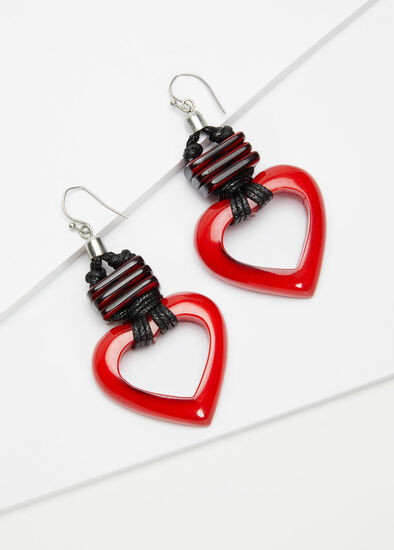 Red Resin Heart Earrings