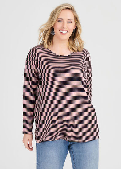 Plus Size Wool Bamboo Stripe Top