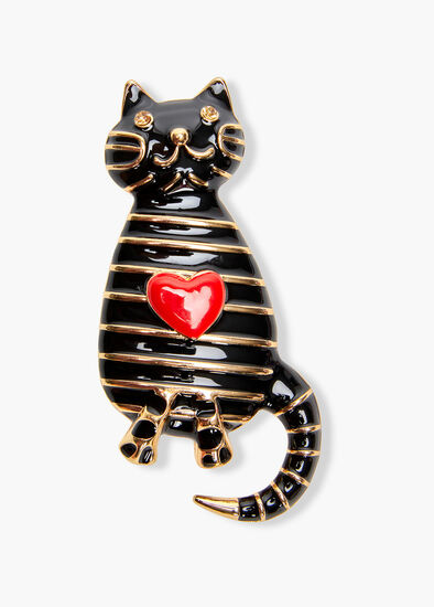 Striped Kitty Brooch