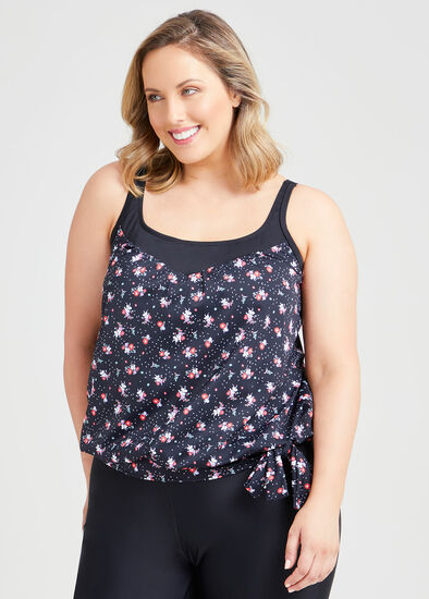 Plus Size Ditsy Blouson Tankini