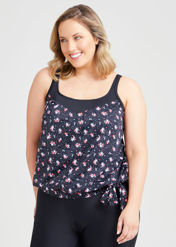 Ditsy Blouson Tankini, , hi-res