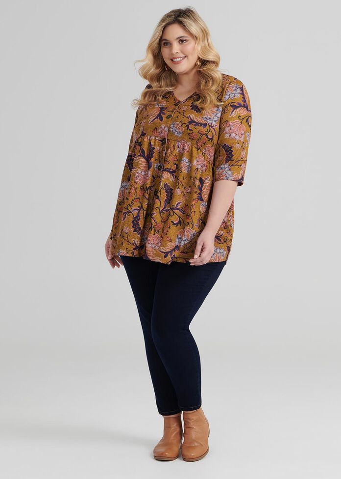 Ethnic Floral Top, , hi-res