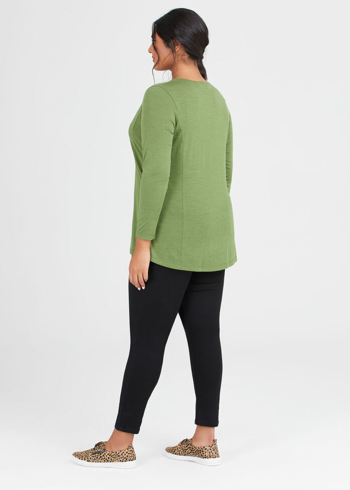 Wool Bamboo V-neck Top, , hi-res