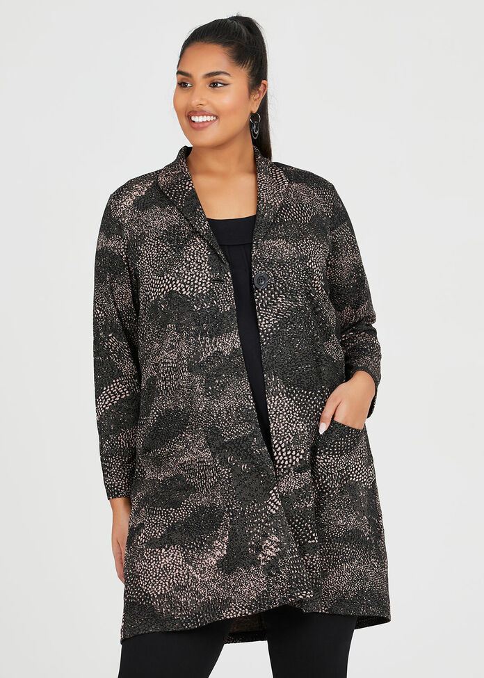 Jacquard Knit Cardigan, , hi-res