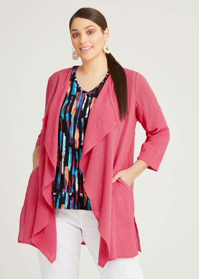 Linen Gauze Essence Cardigan, , hi-res