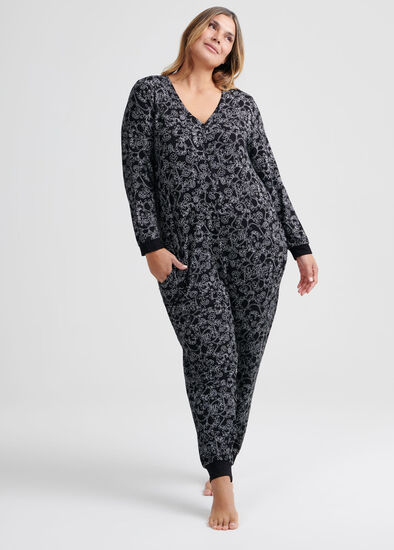 Plus Size Floral Bamboo Lounge Onesie