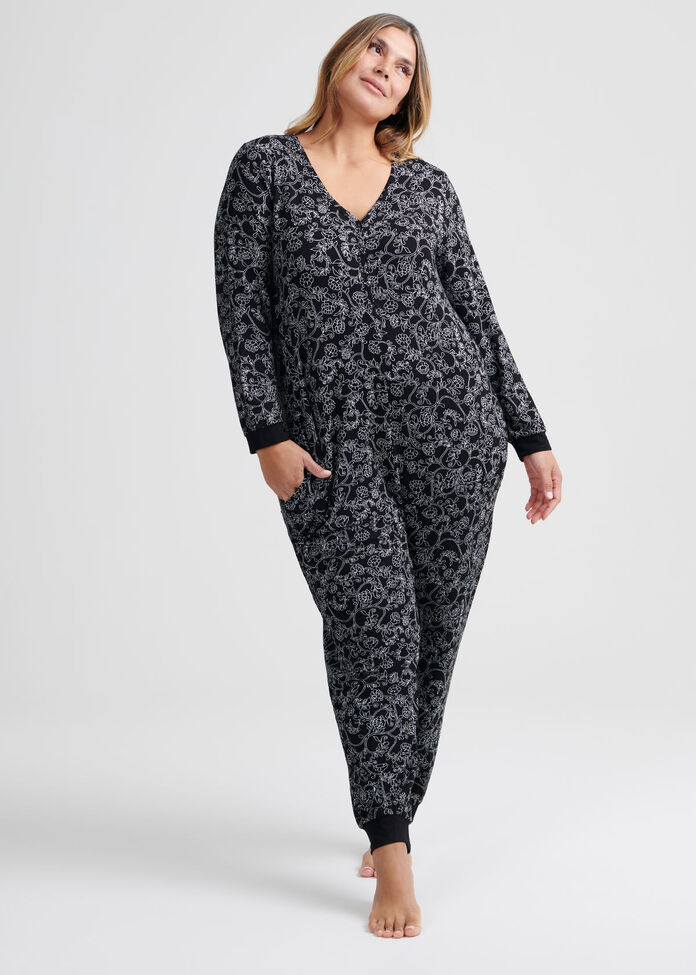 Floral Bamboo Lounge Onesie, , hi-res