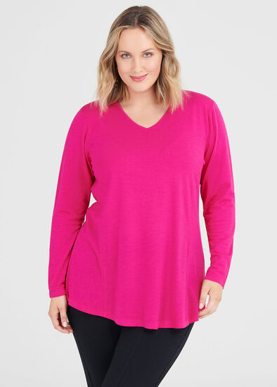 Plus Size Wool Bamboo V-neck Top