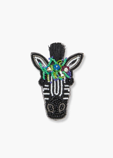 Beaded Zebra Brooch