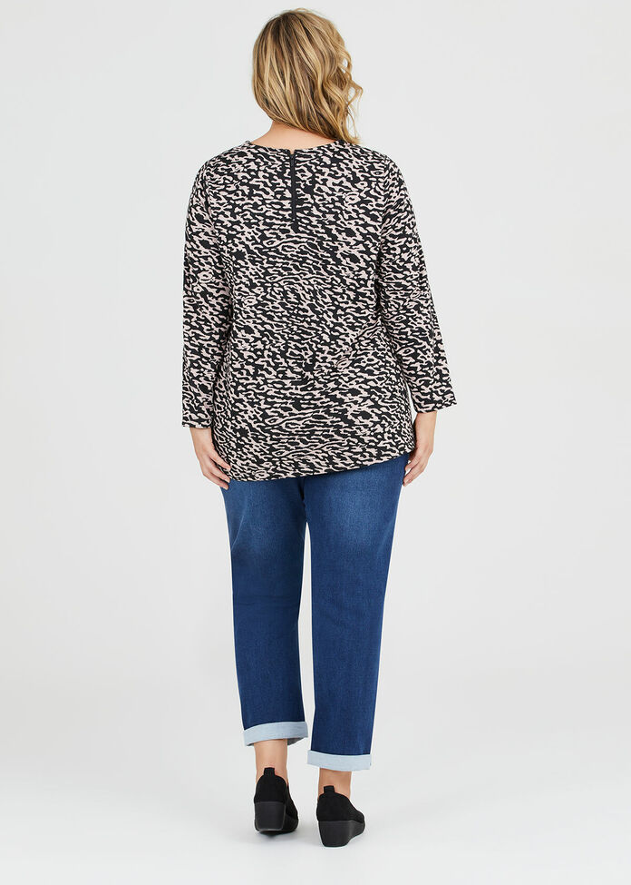 Animal Jacquard Zip Top, , hi-res