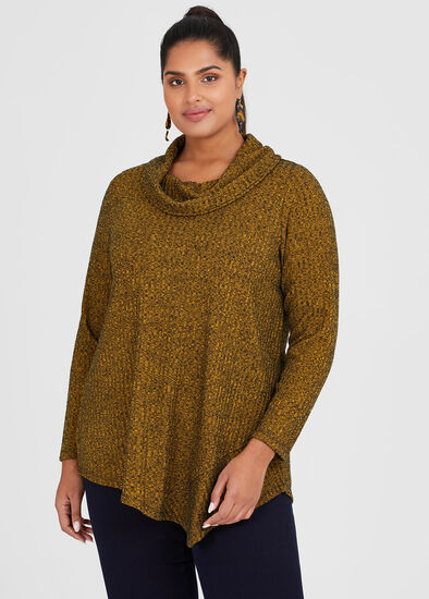 Plus Size Spacedye Rib Angled Top