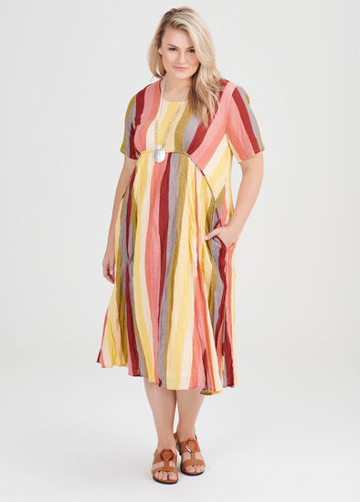 Plus Size Cotton Tribal Stripe Dress