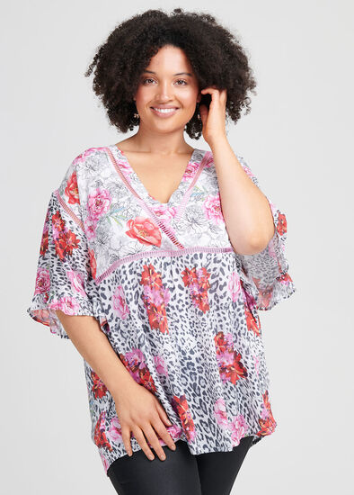 Plus Size Natural Animal Top