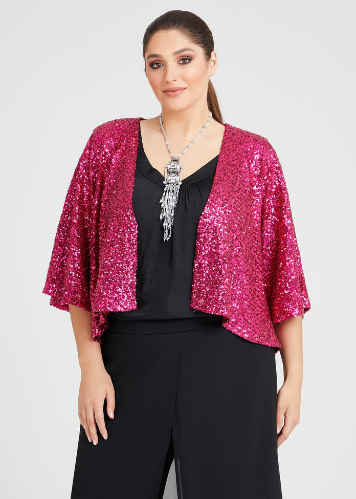 Sparkle Sequin Lined Shrug, , hi-res