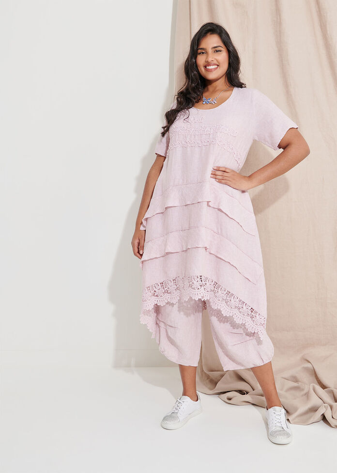 Linen Lace Dress, , hi-res