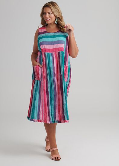 Plus Size Multi Stripe Dress