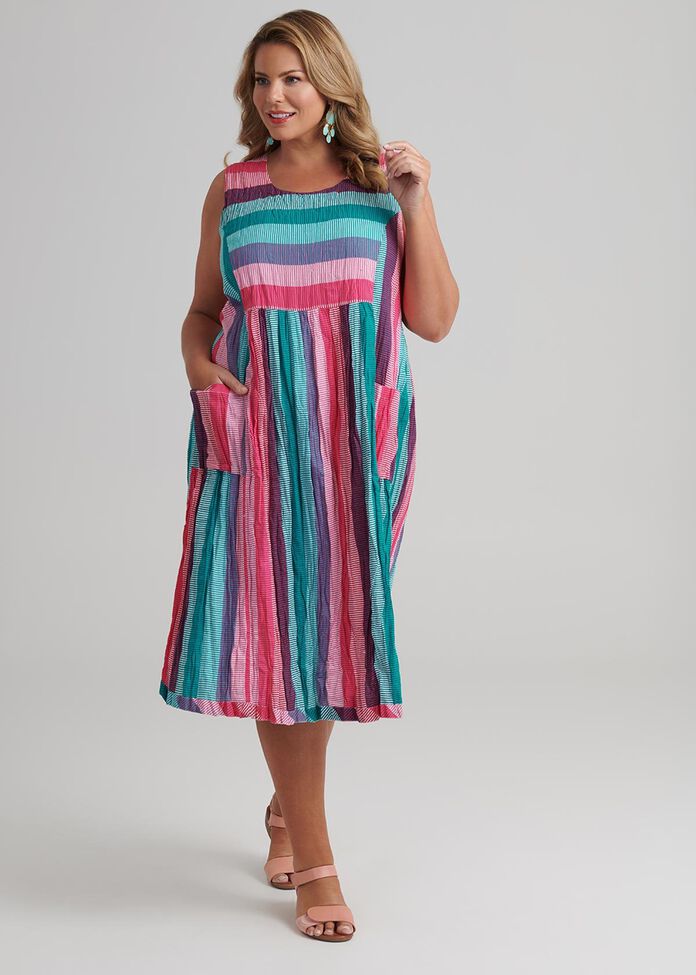 Multi Stripe Dress, , hi-res