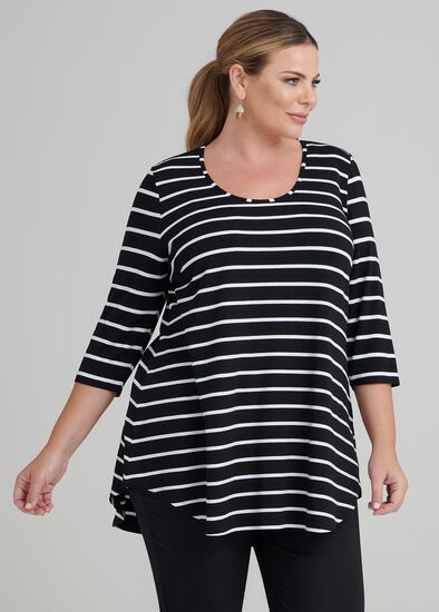 Plus Size Bamboo Stripe 3/4 Sleeve Top