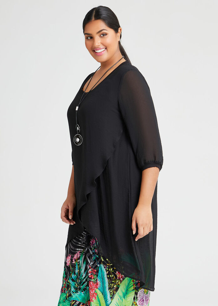 Chiffon Wrap Front Tunic, , hi-res