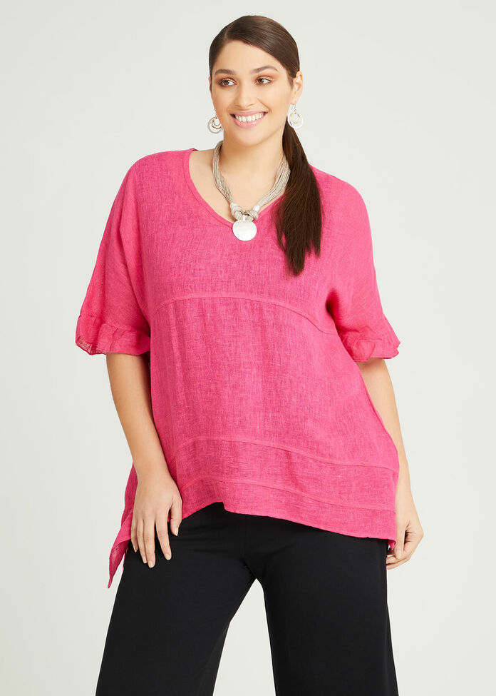 Linen Gauze Boho Festival Top, , hi-res