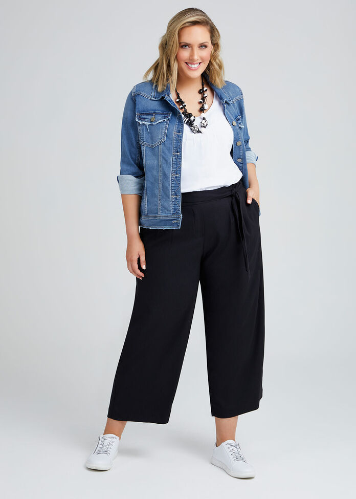 Noir Pull On Culotte Pant, , hi-res