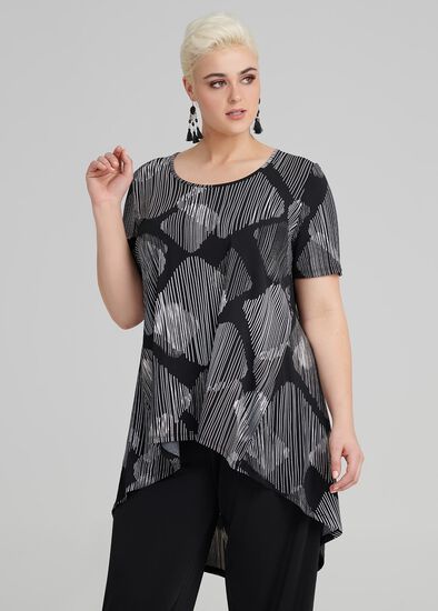 Plus Size Jali S/slv Print Top