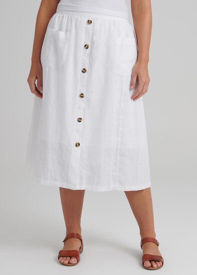 Plus Size Button Linen Skirt