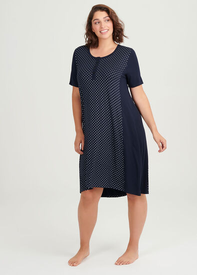 Plus Size Bamboo Foil Spot Nightie