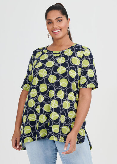 Plus Size Cotton Spot & Circles Top