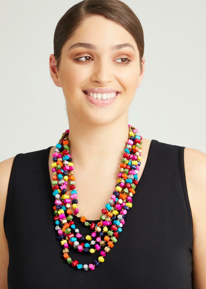 Bright Tube Bead Necklace, , hi-res