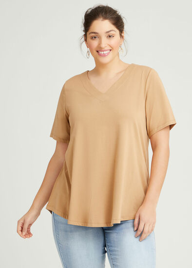 Plus Size Organic V-neck Swing Basic Tee