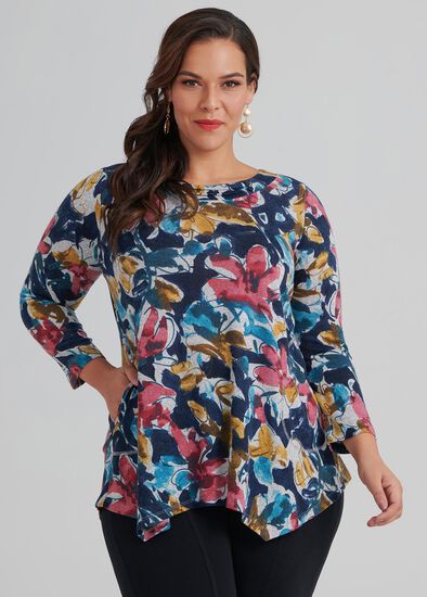 Plus Size Falling Flowers Top