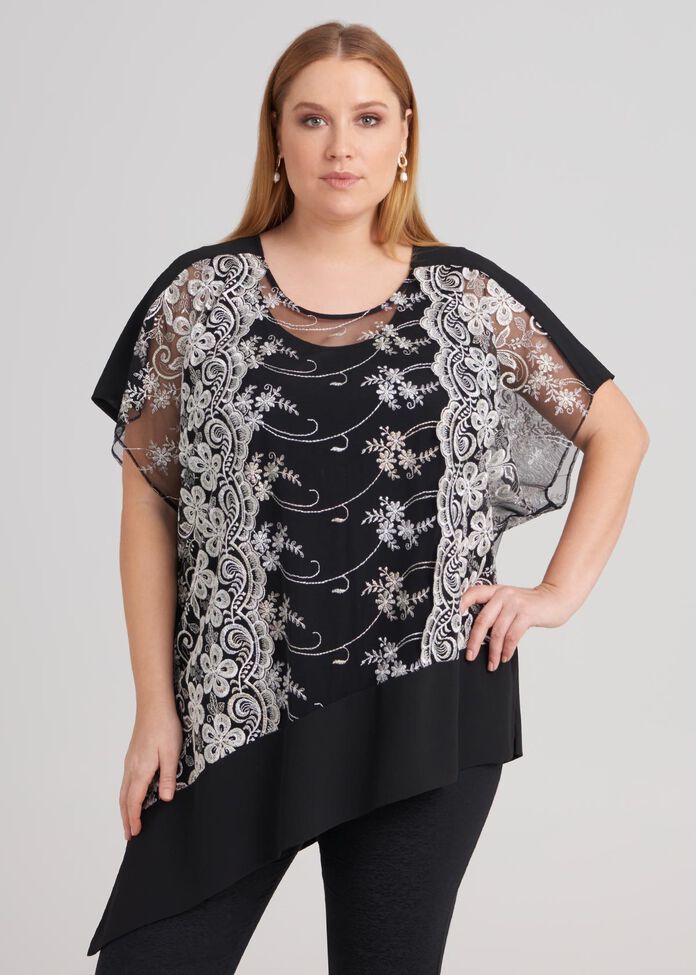 Short Sleeve Embroidery Top, , hi-res