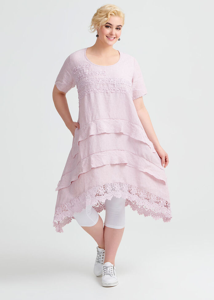 Linen Lace Dress, , hi-res