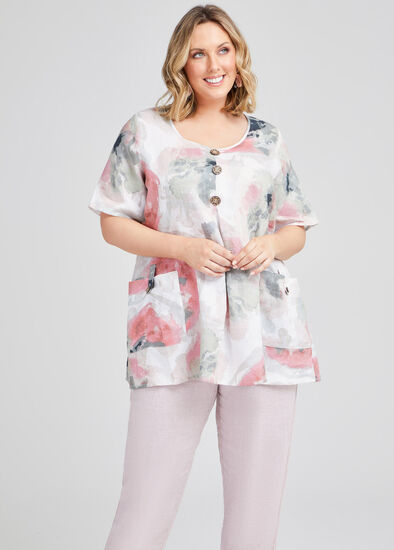 Plus Size Misty Vibe Linen Pocket Tunic