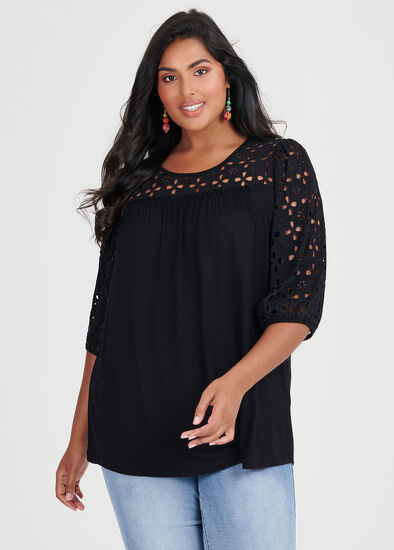 Plus Size Bamboo Broderie Trim Top