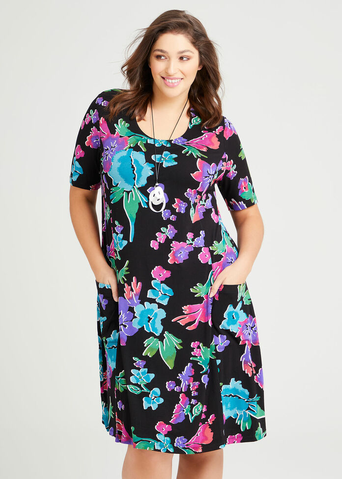 Zena Natural Floral Dress, , hi-res