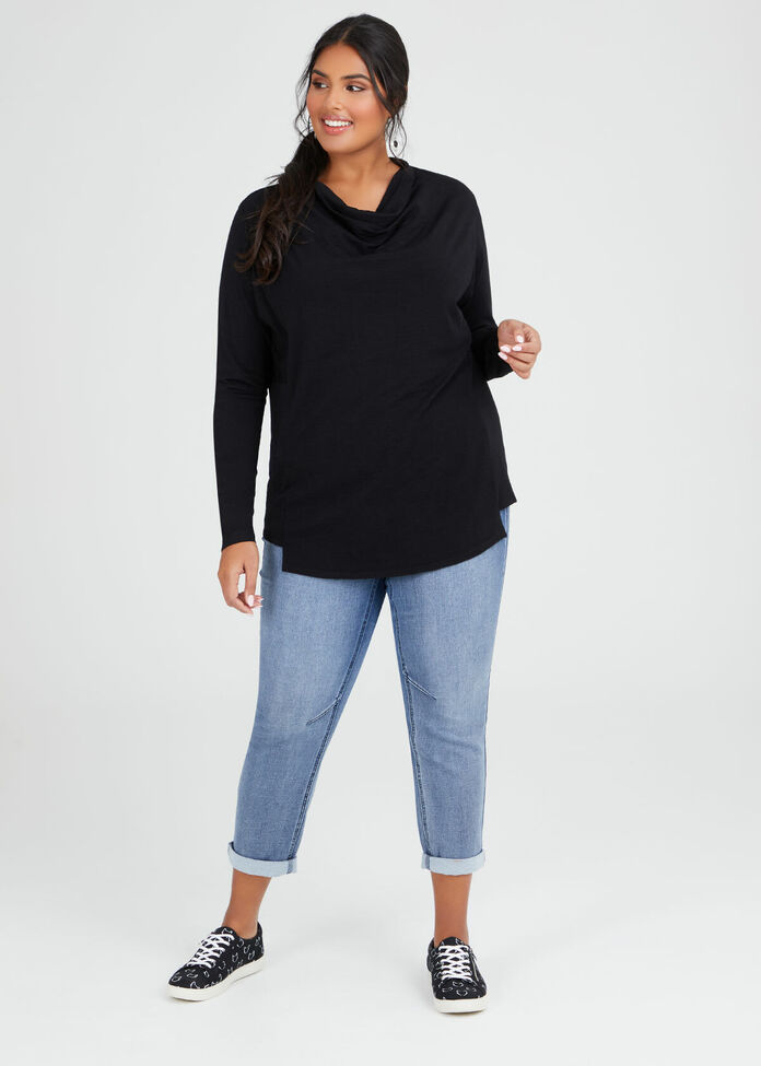 Wool Bamboo Cowl Neck Top, , hi-res