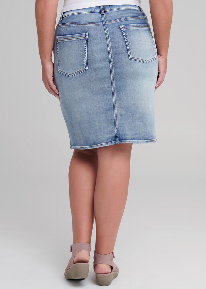 Button Denim Skirt, , hi-res