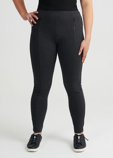 Plus Size Zip Detail Ponti Legging