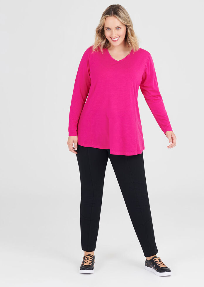 Wool Bamboo V-neck Top, , hi-res