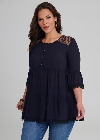 Plus Size Sea Lace Blouse