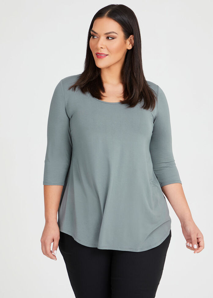 Bamboo Base 3/4 Sleeve Top, , hi-res