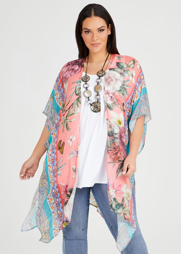 Floral Mix Print Cape, , hi-res